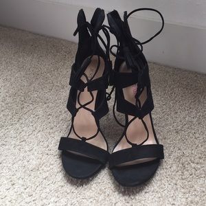 Black Strappy Heels w/ Tassels